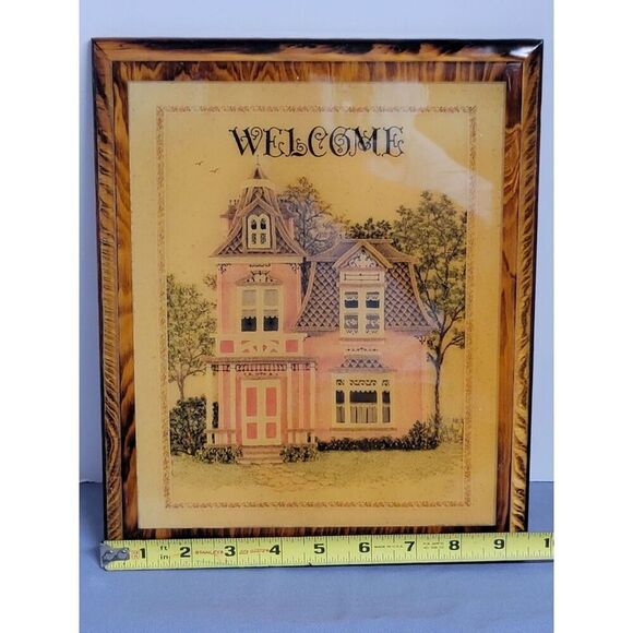 Vintage 11.5" x 9.5" Victorian House Welcome Sign #A20 - Picture 2 of 4